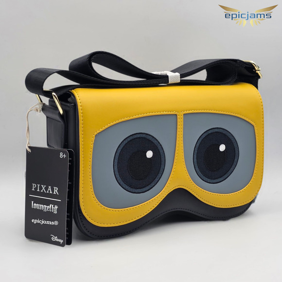 Loungefly Disney Pixar WALL-E Eyes Space Scene Crossbody Yellow Bag New - Picture 2 of 5